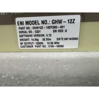 AMAT 0190-06988 ENI GHW12Z-13DFN0-001 1250KW 13.56MHz RF Generator
